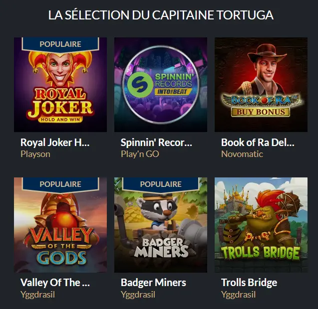 Tortuga Casino Jeux